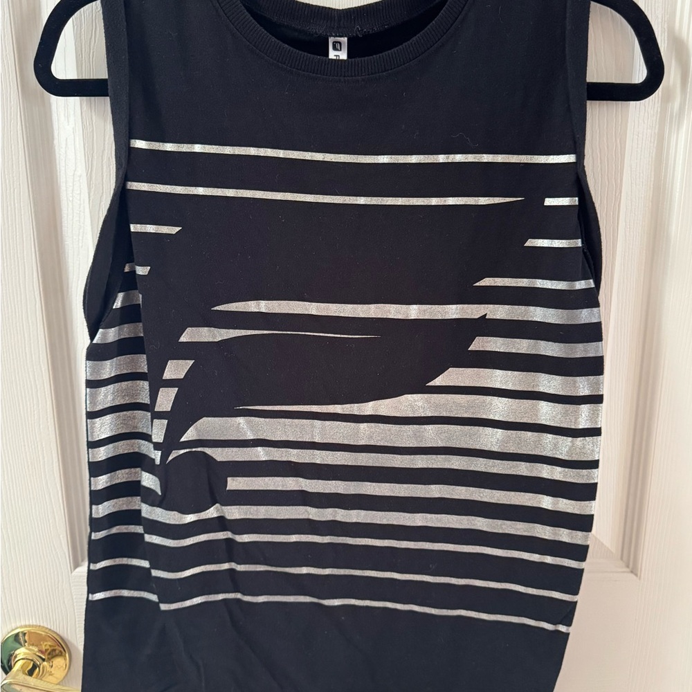 Fabletics Black Top with Silver Accent